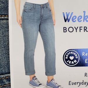 Seven7 Womens Weekend Easy Fit Boyfriend High Rise Rolled Cuffs Size 14